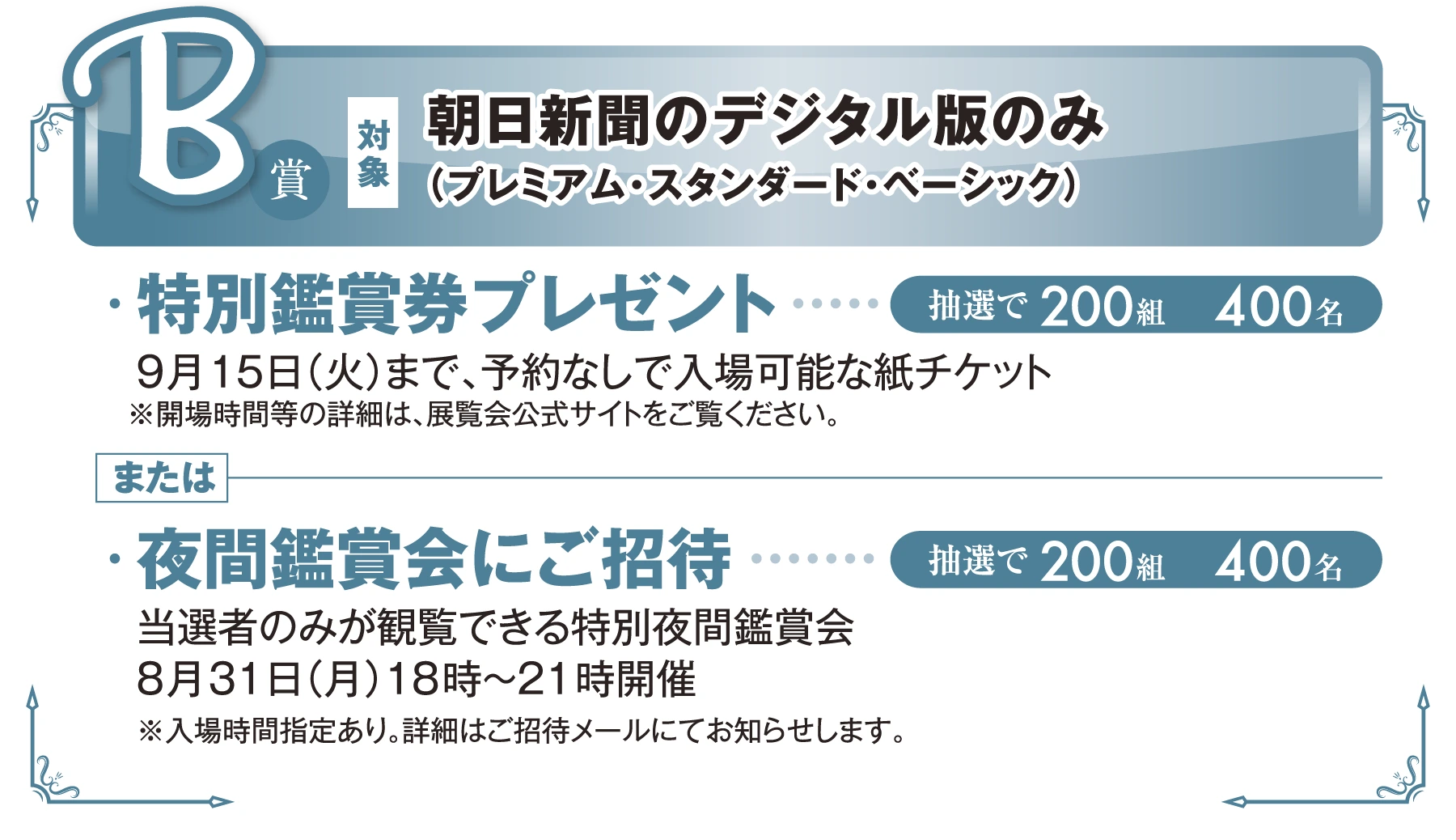B賞（対象は朝日新聞のデジタル版のみ（プレミアム・スタンダード・ベーシック））